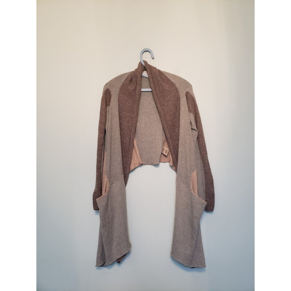 Sparrow Womens S Cardigan Open Front Cropped Back Anthropologie Waterfall Gray